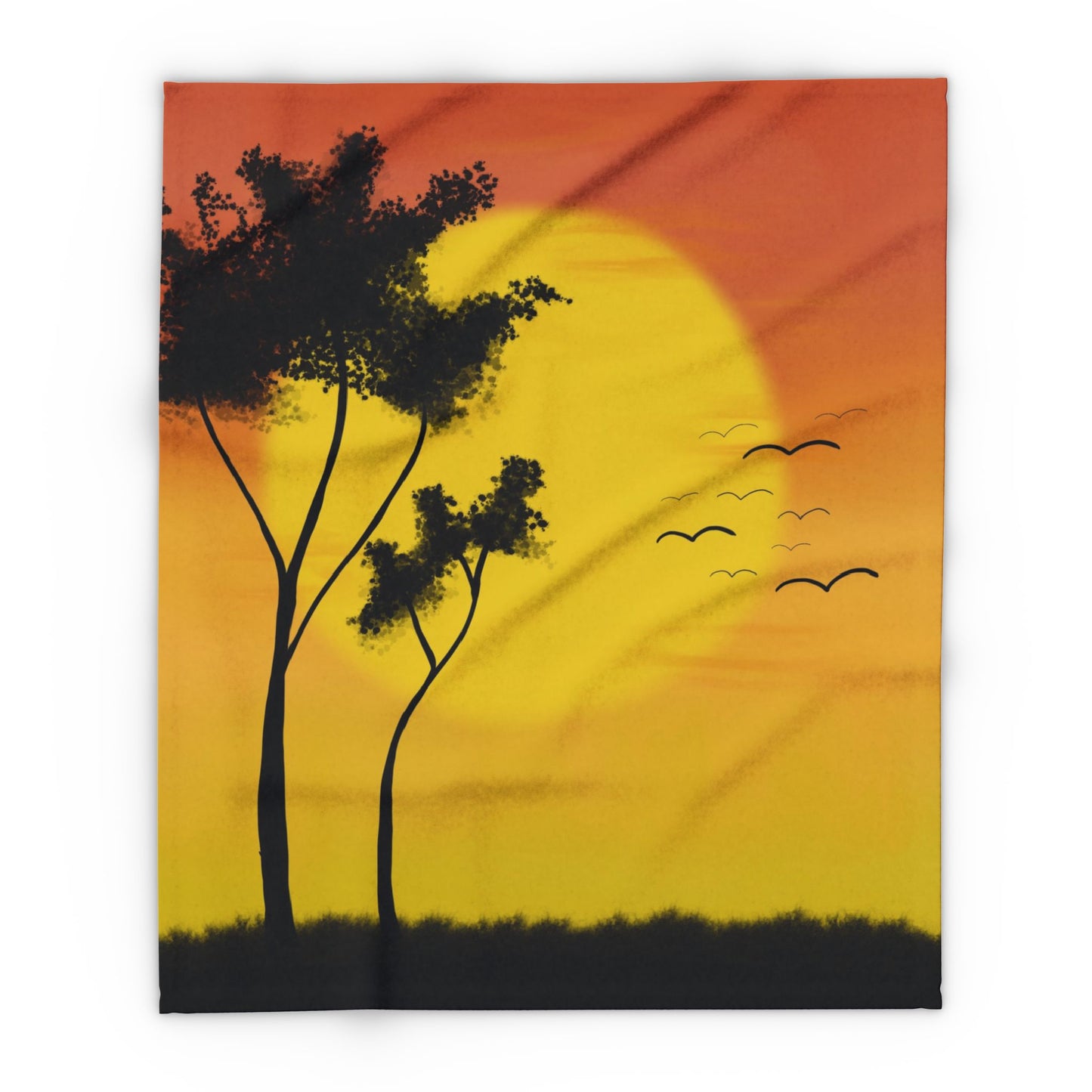 Fleece Blanket - African Sunset Drawing Design