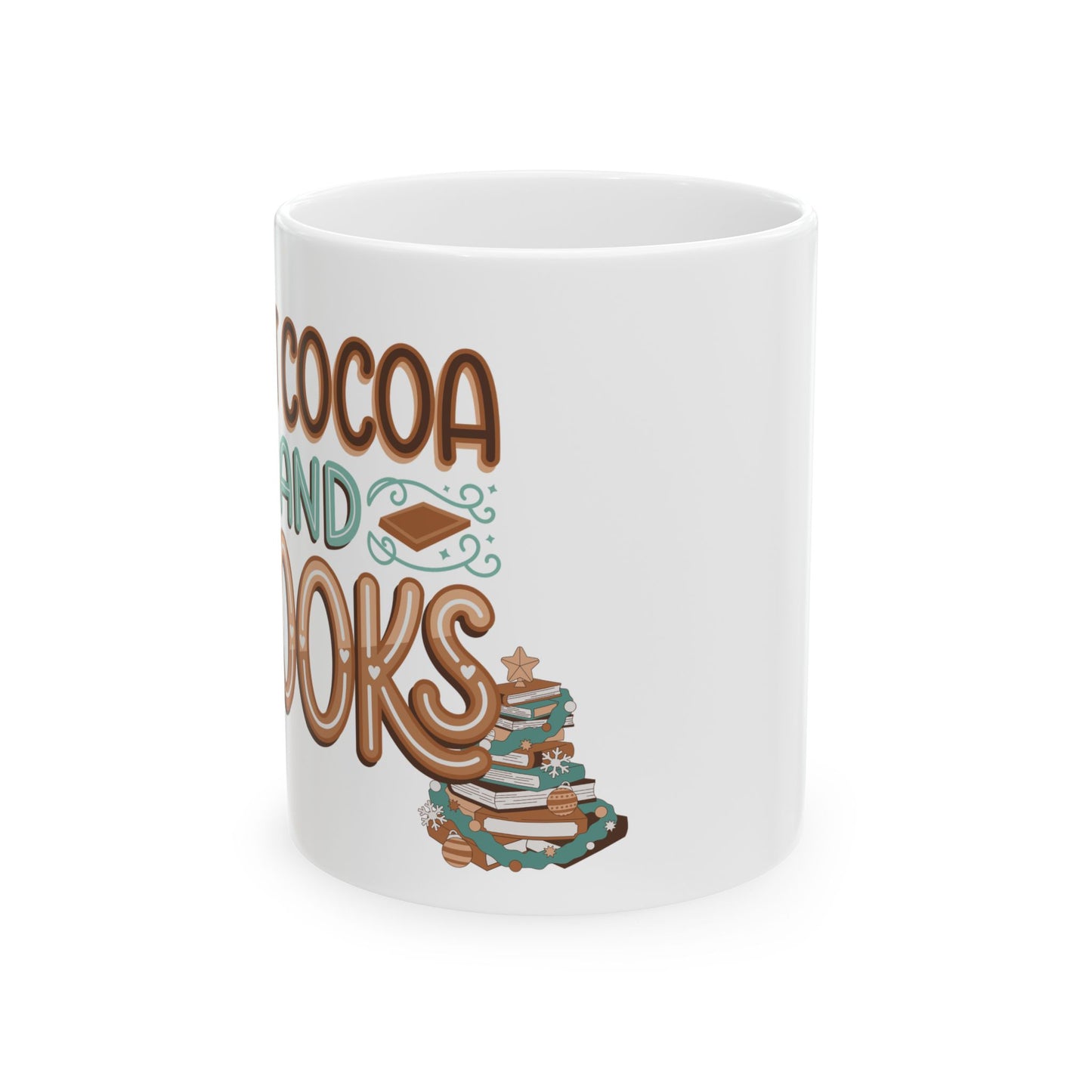 Hot Cocoa and Books Ceramic Mug, (11oz, 15oz)