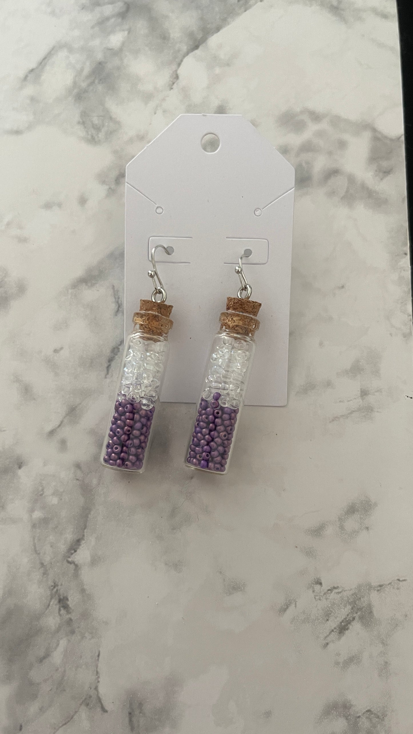 Handmade Mini Glass Bottle Bead Earrings – Multiple Colors