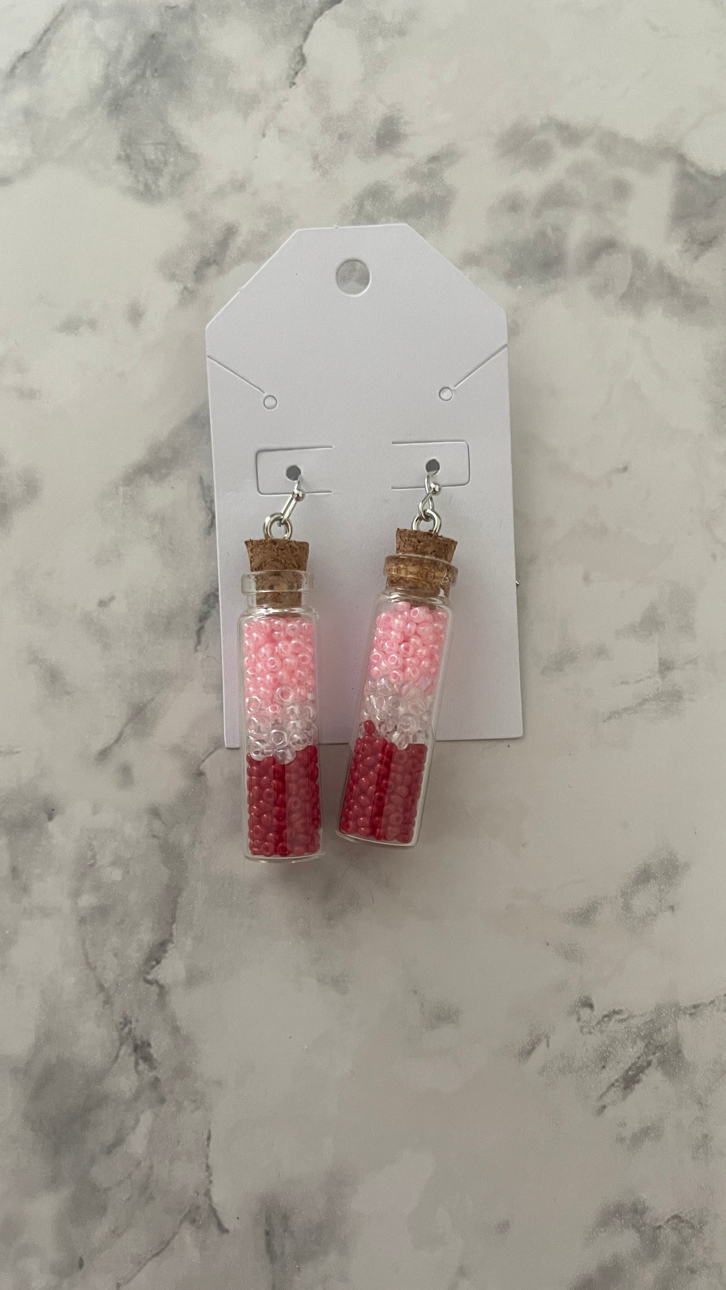 Handmade Mini Glass Bottle Bead Earrings – Multiple Colors
