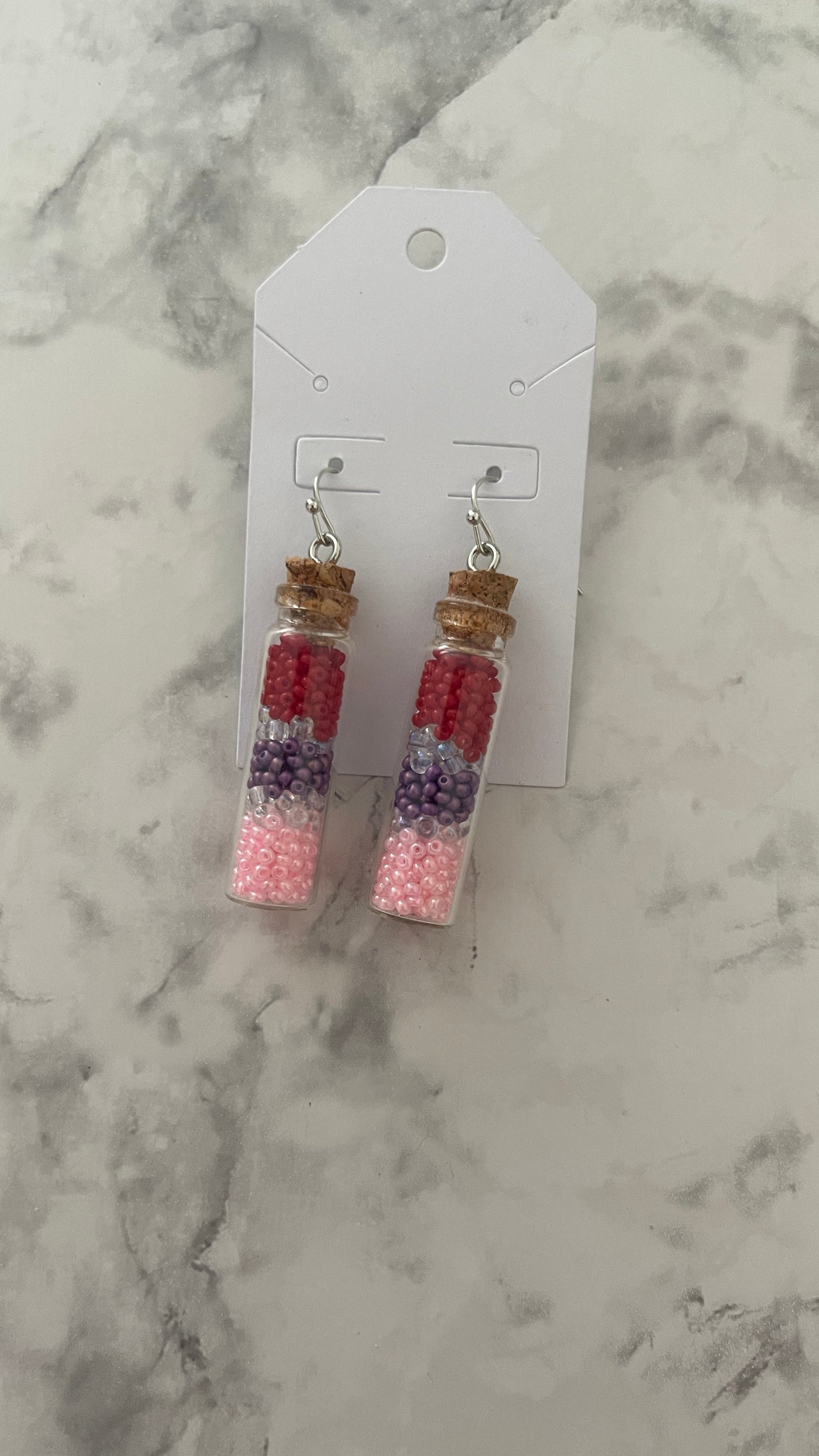 Handmade Mini Glass Bottle Bead Earrings – Multiple Colors