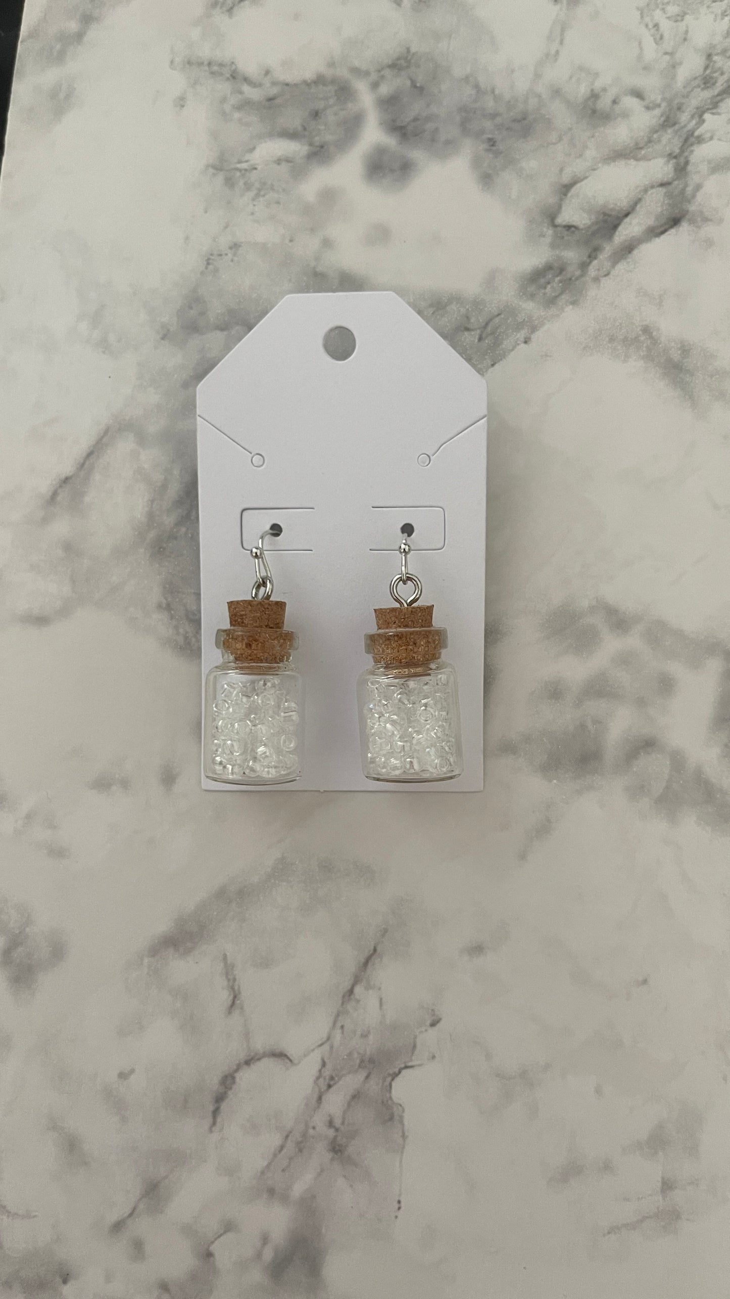 Tiny Bottle Earrings β Handmade Beaded Charm