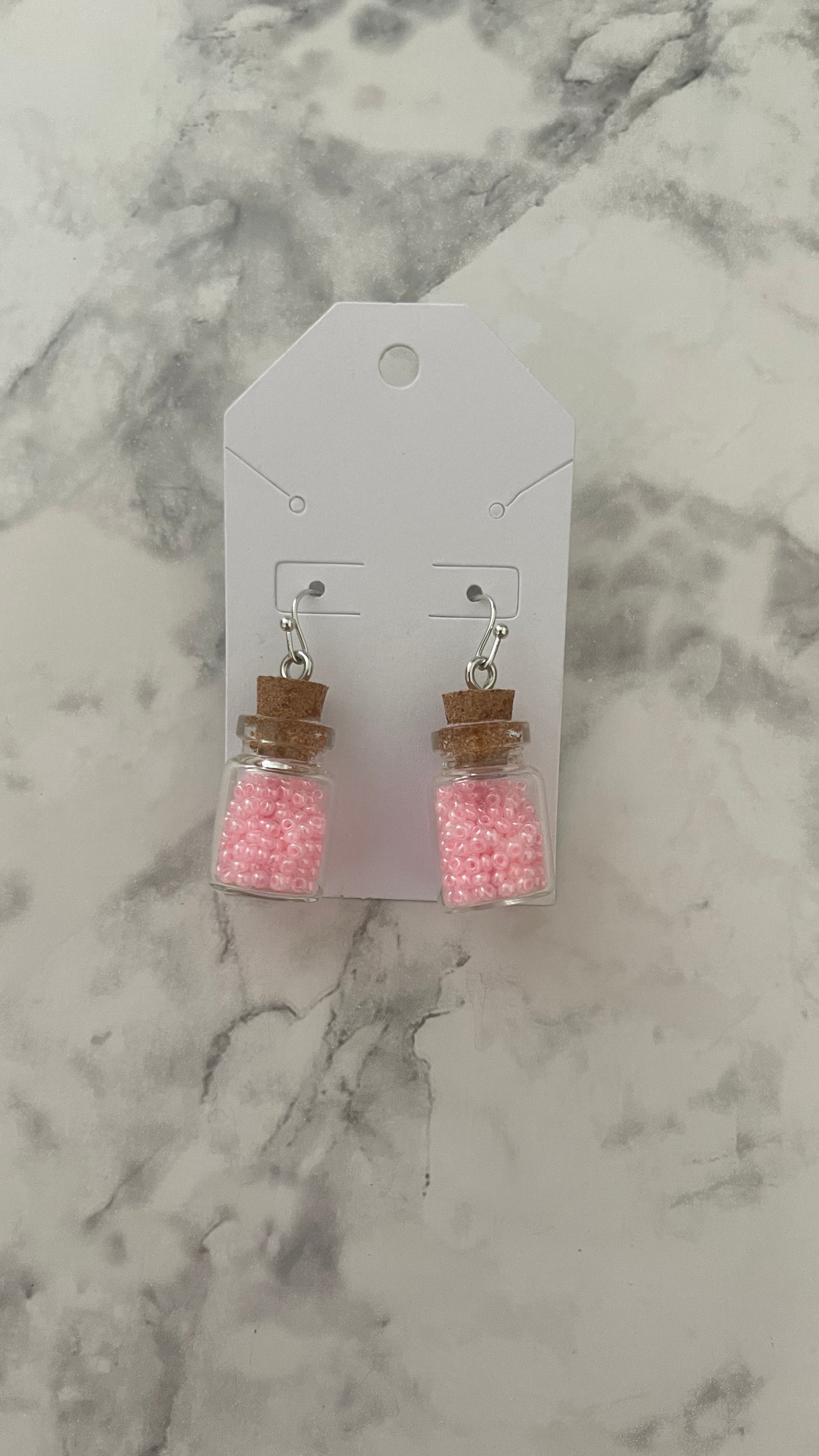 Tiny Bottle Earrings β Handmade Beaded Charm