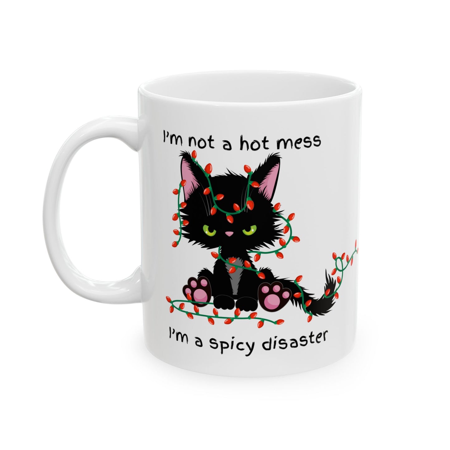 Christmas Cat Mess Ceramic Mug, (11oz, 15oz)