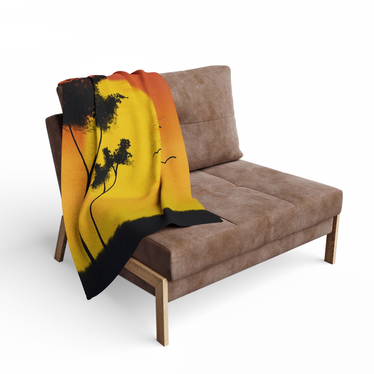 Fleece Blanket - African Sunset Drawing Design