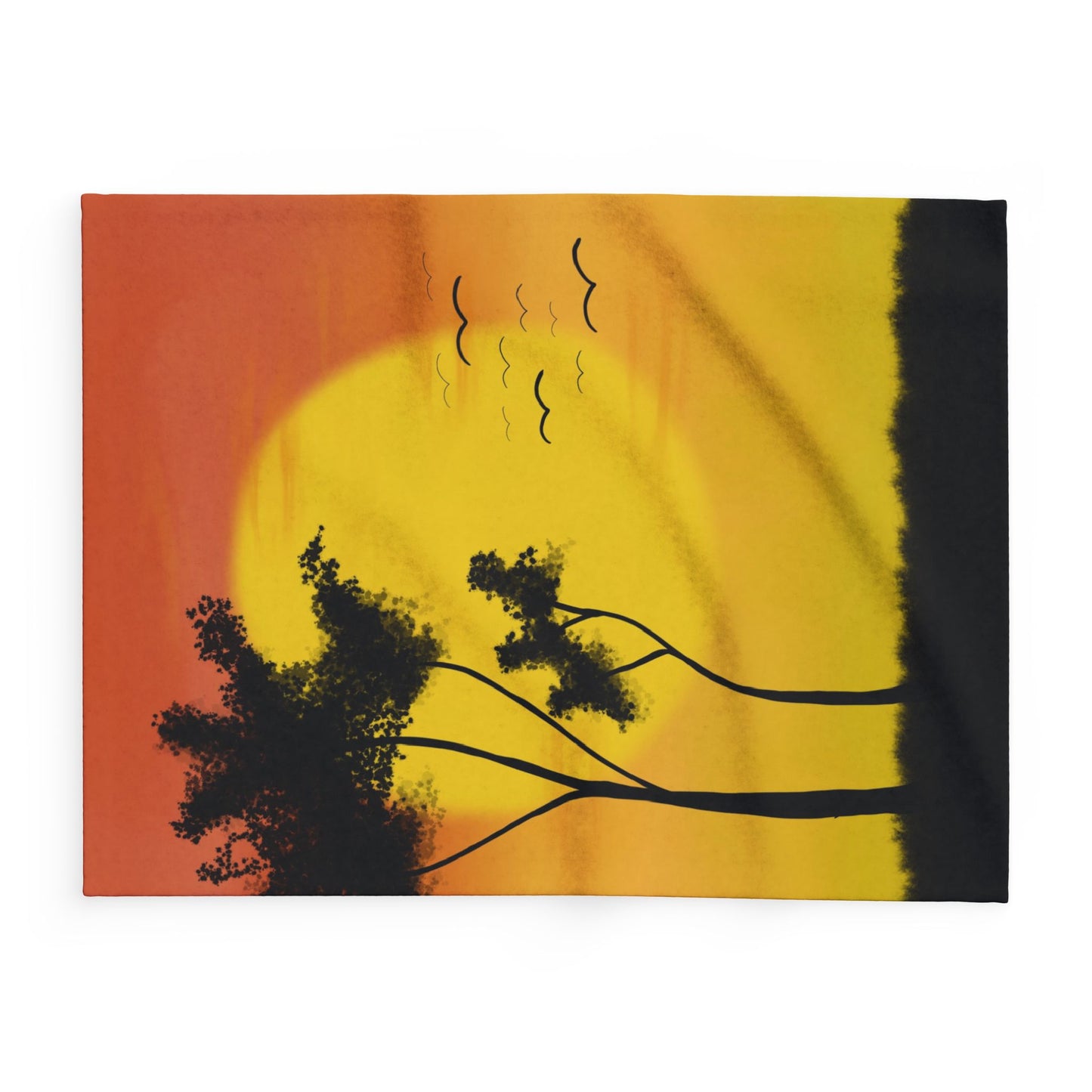 Fleece Blanket - African Sunset Drawing Design