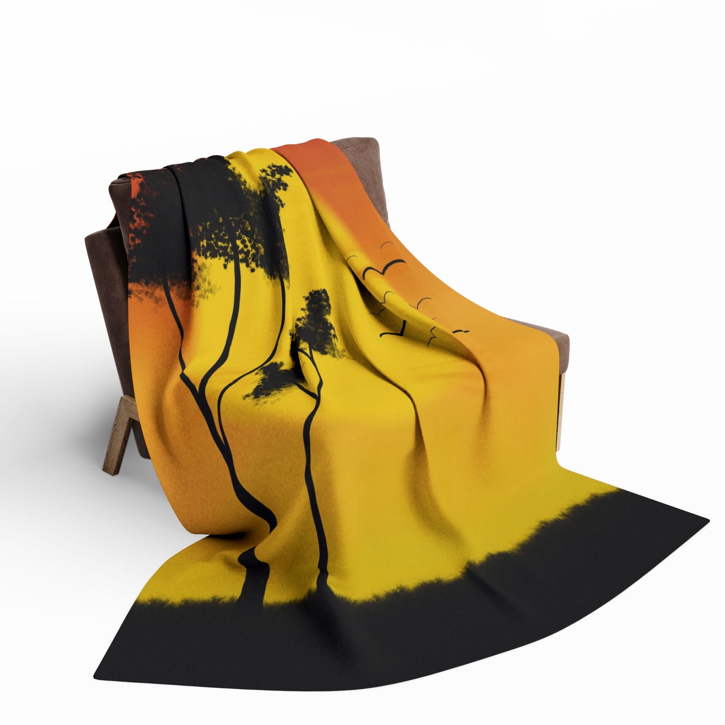 Fleece Blanket - African Sunset Drawing Design
