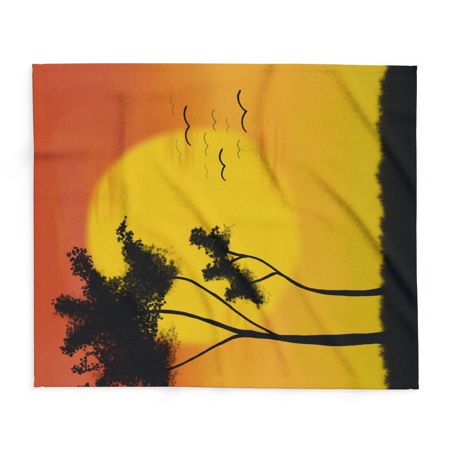 Fleece Blanket - African Sunset Drawing Design