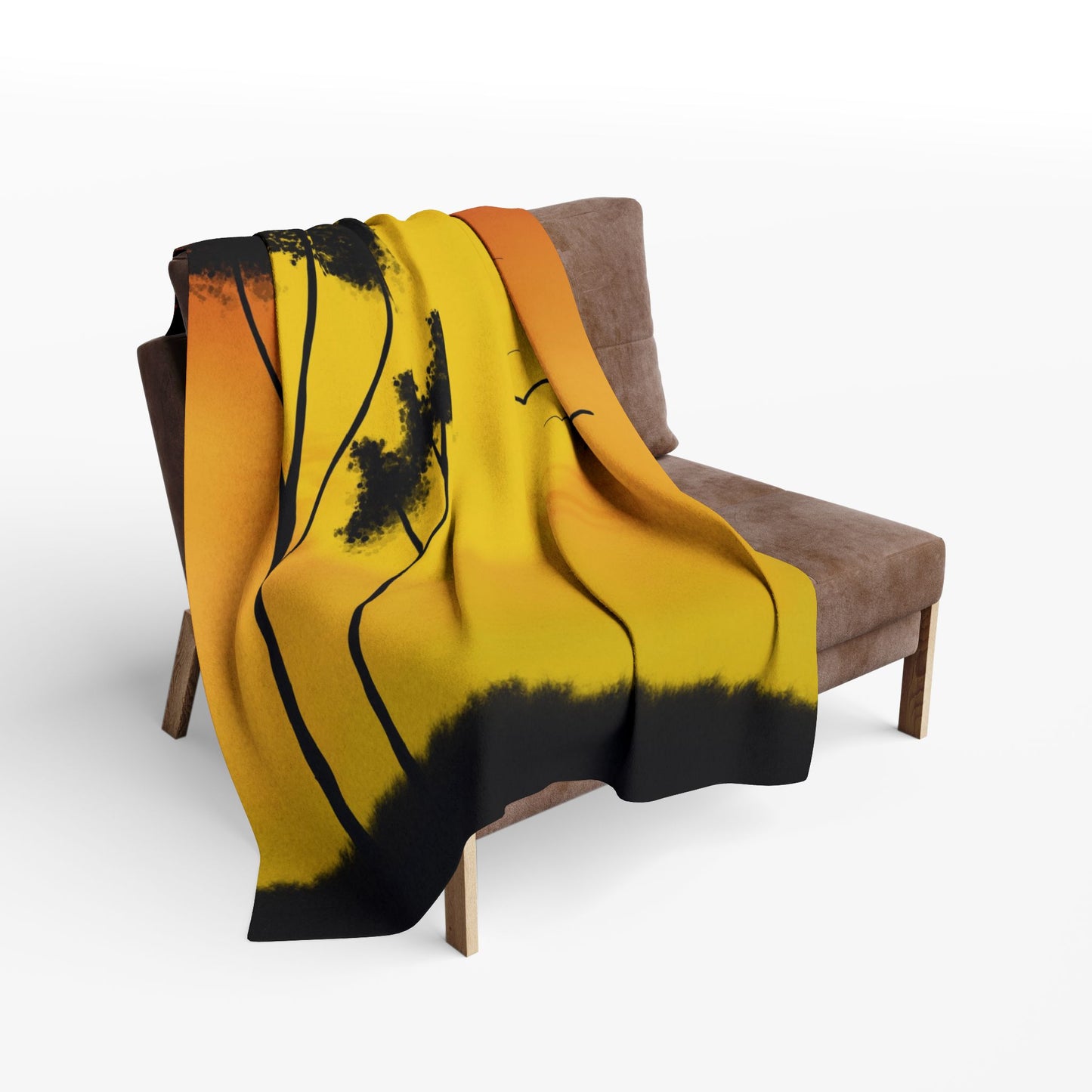 Fleece Blanket - African Sunset Drawing Design
