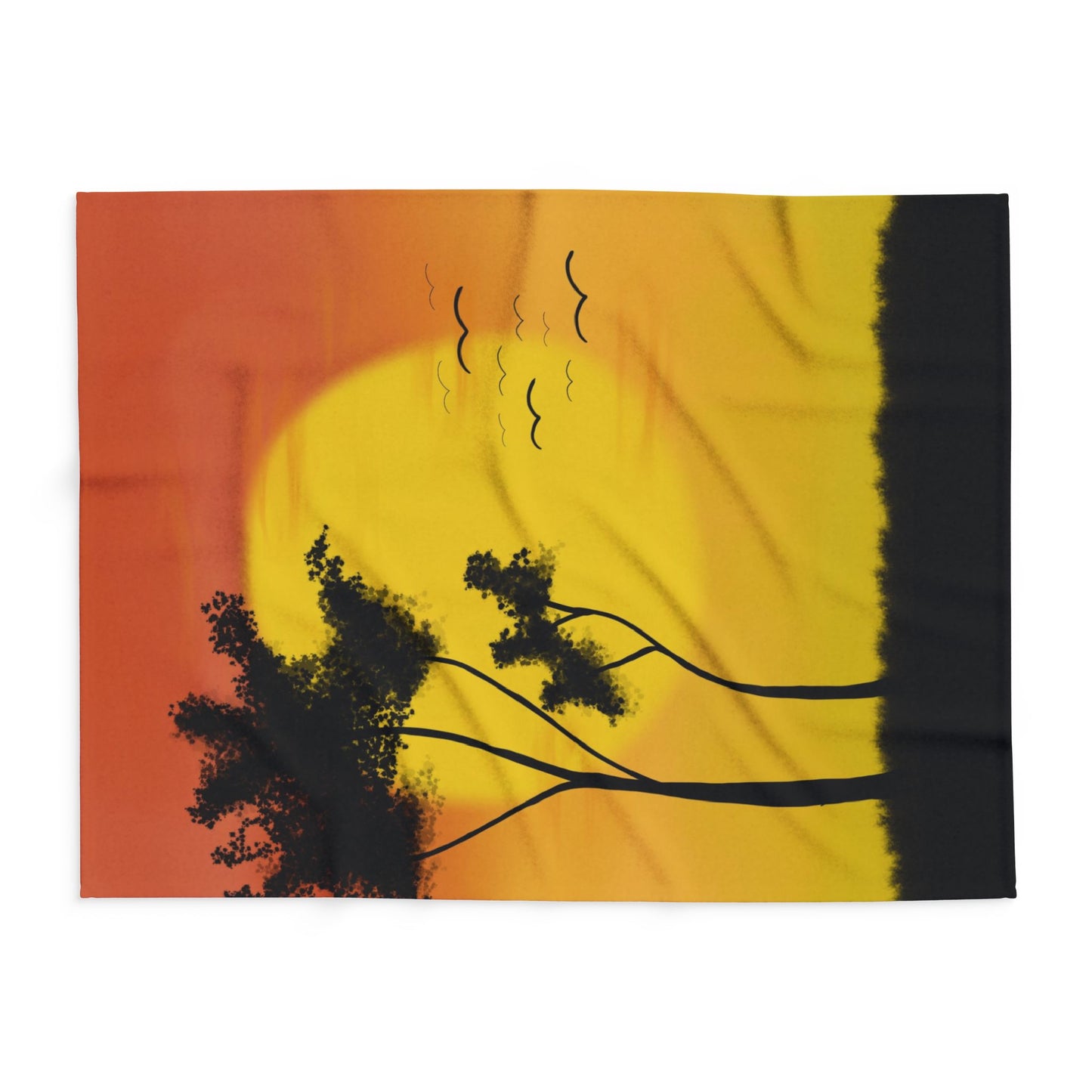 Fleece Blanket - African Sunset Drawing Design