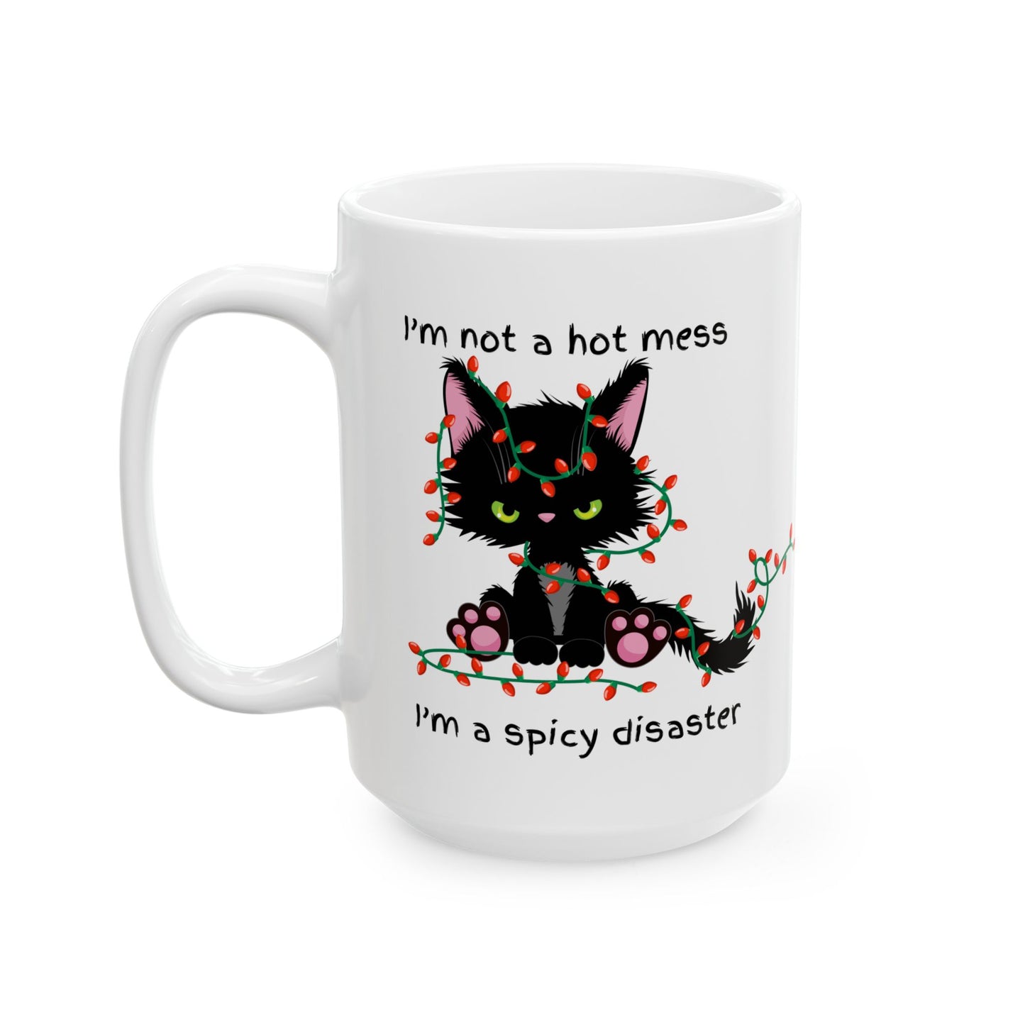 Christmas Cat Mess Ceramic Mug, (11oz, 15oz)